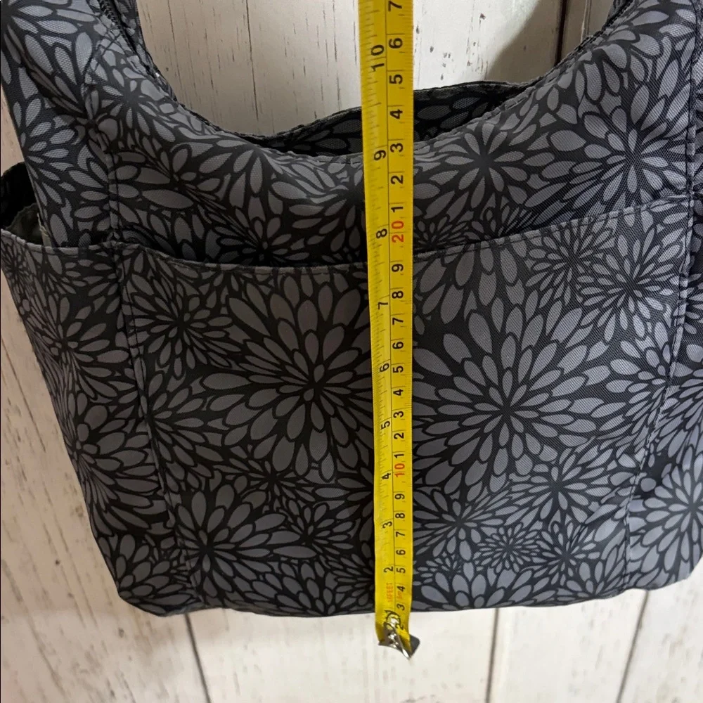 Baggallini Chic Black and Gray Floral Shoulder Bag